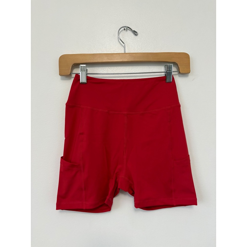 Women's Calliope Biker Shorts with Pockets – Red –‎ Size XS